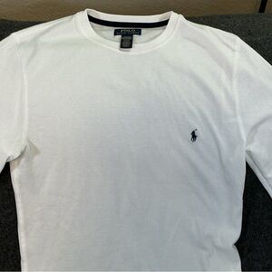 Polo by Ralph Lauren White  Waffle Long Sleeve Tee